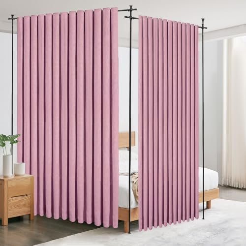 Raumteiler Paraventgestell Gardinenstangen für Wohnzimmer Balkone 152-381 (H) x 122-183 (L) cm Ausziehbare Gardinenstange Freistehend Raumteiler Innen vertikaler Gardinenständer, schwarz