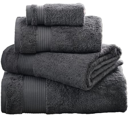 NEXT Homeware Gästehandtuch aus 100% ägyptischer Baumwolle Grau Anthrazit 4 Pack Hand Towels