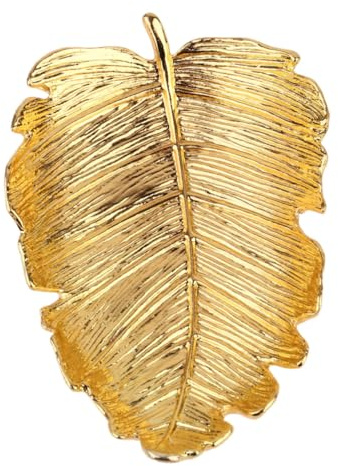 Veemoon Vassoio Foglia Dorata 1 PZ - Elegante Centrotavola in Oro - Ideale Come Piatto Di Gingillo o Svuota Tasche Da Ingresso Accessorio Chic Per Arredamento Da Tavolo