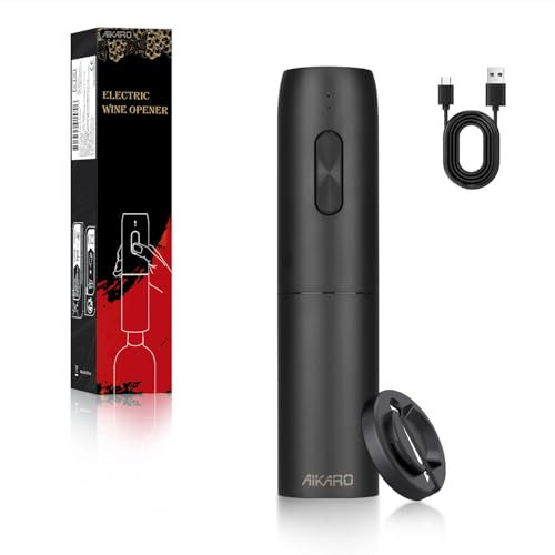 AIKARO - Electric Wine Bottle Opener Automatic Corkscrew, Rechargeable (Single)
