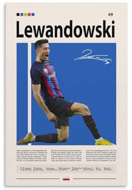 NFDVFHFRQ Robert Lewandowski signiertes Poster auf Leinwand, Schlafzimmer, Dekoration, Landschaft, Büro, Raumdekoration, Geschenk, 20 x 30 cm