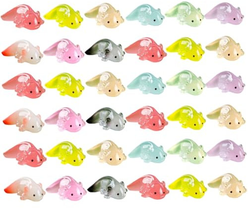 Nyutcwe 36pcs Mini Harz Axolotl, niedliche Axolotl Mini Harztiere, Tiere für DIY Craft Dollhouse Ornament Tank Dekor Geschenke, zufällige Farbe