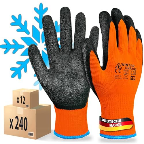 ZWERKZEUG 10 Paar Warme Arbeitshandschuhe für kalte Tage - Winter Bauhandschuhe mit Latex-Beschichtung - Thermo-arbeitshandschuhe Abriebfest - Herren Sicherheitshandschuhe