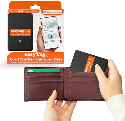 easyTag Card Tracker (nur Samsung) - Schlankes und Robustes Smart Tag für Brieftaschen, Taschen, Koffer und Reisegepäck. Wiederaufladbarer Smart Tag, kompatibel mit der Samsung SmartThings App