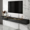 Ahtadums Massivholz TV Lowboard Hängend TV Schrank Hochglanz gespritzt hängend mit 2 Schubladen TV Board hängend Hängeschrank Wandregal komplett montiert (Black, 140cm)