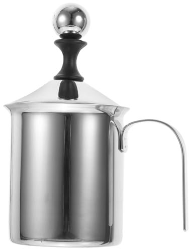 Ipetboom Milchaufschäumer Aus Edelstahl 400 Ml Manuell Mit Doppelmaschenbelüfter Für Kaffee Cappuccino Und Heimgebrauch