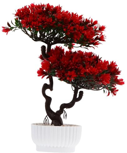 LAPYAPPE Künstlicher Bonsai Wie Echt Kreative Kunststoff Pflanze mit Roter Farbe Einfach zu Pflegen und Dekoration von Zimmer und Laden