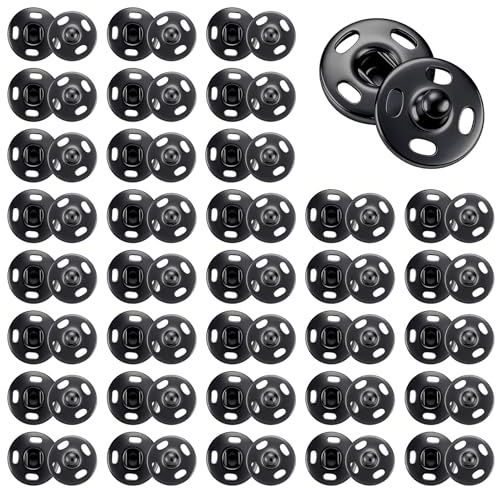 Larrel 50 Stück Annähen Druckknöpfe aus Metall, 8,5 mm Schwarz Metall Druckknöpfe zum AnnähenDruckknopf Nähen Druckknöpfezum Annähen Nähreparatur für Kleidern, Blusen, Handwerk, DIY, Handtasche