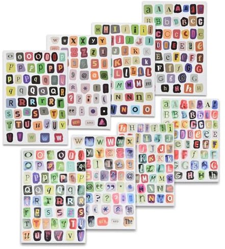 400 Letras Adhesivas, Pegatinas Aesthetic, Pegatinas Letras Adhesivas, Stickers con Símbolos Numéricos para Papel de Regalo, Cuadernos, Buzones y Botellas de Agua
