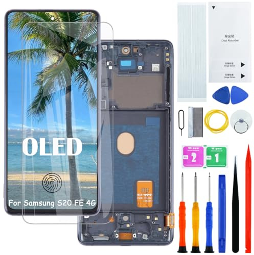 Écran d'affichage pour Samsung S20 FE 4G OLED noir avec cadre | Avec empreinte digitale，Wear Toolkit，OLED，écran HD+，écran de remplacement，pour les modèles:G780F G780F/DSM G780G
