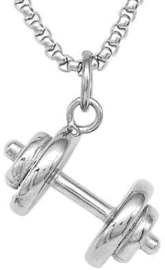 DDSAMMBO Edelstahl Halskette Damen Herren Kette Anhänger Sport Boxhandschuh Hantel Design Fitness Schmuck