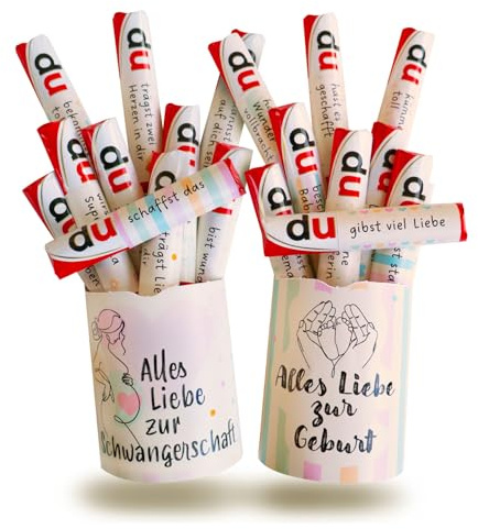younikat 2er Aufkleber Set für Duplo Schwangerschaft und Geburt - you0214 | Geschenk-Idee, Lieferumfang – Aufkleber für 2 Verpackungen und jeweils 10 Riegeln, Bereite der beschenkten Person eine Freude