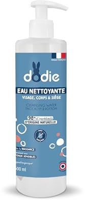 DODIE Eau nettoyante 3 en 1 (500 mL) - Nettoyant Visage, Corps et Siège – 98% d’ingrédients d’origine naturelle, Hypoallergénique - Dès la naissance