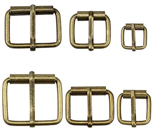 Hysagtek 60 Stück Bronzefarbene Metall-Rollschnallen Gürtelschnalle Dornschnallen für Taschen, Leder-Gürtel Handarbeit- und Bastelzubehör, 6 Größen – 3.3 cm, 2.9 cm, 2.5 cm, 2 cm, 1.7 cm, 1.3 cm