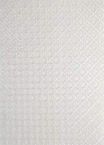 Netuno 5 Blatt Deko-Papier mit Muster 180 x 250 mm 150g Bastelpapier Perlmutt-Ecru geprägt mit Rosen elegantes Papier handgemacht gemustert für Einladungen Hochzeit Geburtstag Taufe Weihnachten