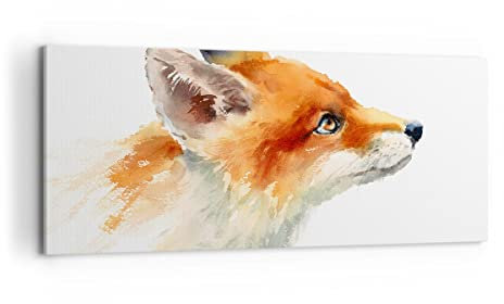 Panorama Bilder auf Leinwand 100x40cm Leinwandbild Fuchs Tier Natur Groß Wanddeko Bild Schlafzimmer Küche Wandbilder Dekoration Wohnzimmer Wall Decor Canvas Wand Kunstdruck Art AB100x40-3904