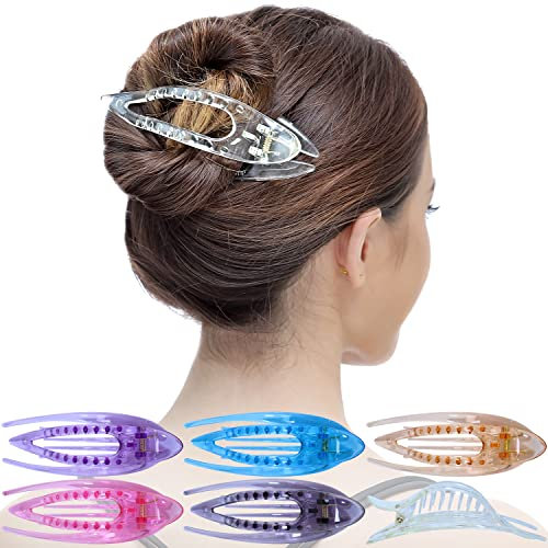RC ROCHE 6 Stück Haarspange Haarklammer Französisch Geschwungen für Damen Mädchen Fester Halt Ohne Rutschen Hochwertig Haare Hochstecken, Groß Transparent Multifarben
