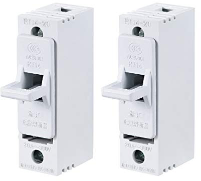 sourcing map 1 Pôle Fusible Support RT14-20 AC380V 20A 2Pcs RT14 RT18 R015 Céramique Fusible