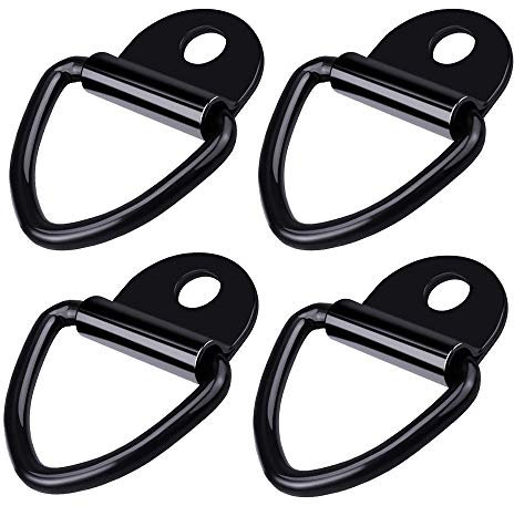 Generic Pack de 4 Anillos de pestañas, Anillo de Montaje en D, Gancho de Acero Inoxidable Resistente, para remolques, Camiones, Boat Rope, Negro