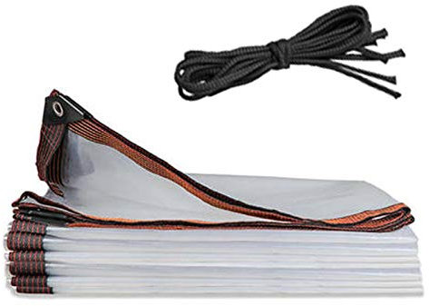 WZDD Lona Impermeable Transparente 4x7m, Resistencia Lonas De Proteccion para Balcones Y Terrazas, con Ojales, Cubierta De Piscin