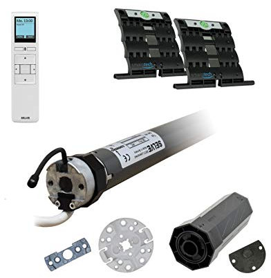 smarotech® Nachrüstset zum Modernisieren von Gurt/Kurbel: smarotech® Montageset SW40 (für 40mm 8-kant-Wellen) inkl. Selve Rollladenmotor SE Pro-COM 1/10 (bis 4,3m²) und Commeo Multi Send