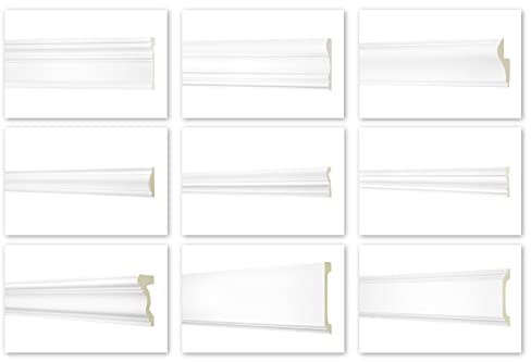 2 Meter Flachleiste 43x20mm - Stuckprofil aus PU glatt, weiß, stoßfest - AD301 Hexim Perfect Serie 1 - Flachleisten Wandleiste Deckenprofile