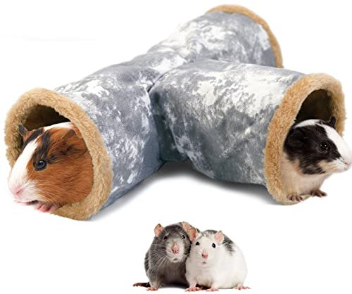 LeerKing Kaninchen Tunnel Meerschweinchen Röhren Kuscheltunnel waschbar Kuschelhöhle Spielzeug für Ratten Frettchen Katzentunnel Kleintiere Käfig zubehör Φ15cm Grau