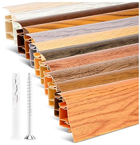 TJ Sockelleisten Buche I Länge 20 m I PVC Bodenleisten mit integriertem Kabelkanal I langlebige Fußleisten aus robustem Kunststoff in modernem Holzdesign I einfache Montage