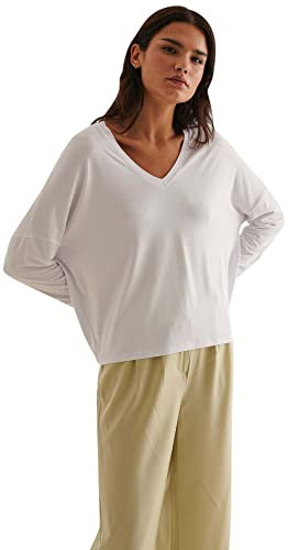 NA-KD V-Neck Jersey Top Camisa Cami, Blanco, L para Mujer