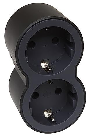 LEGRAND Adaptadores 2P+T, 2 Tomas de enchufes/Corriente Frontales, Ladron de enchufes, Color Negro/Gris Oscuro 694517
