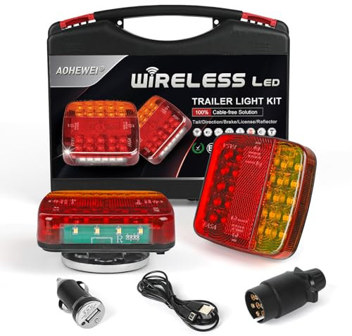 AOHEWEI Kabelloses Beleuchtungs LED Set, magnetische Anhänger Rücklichter kabellos 12 V, LKW-Heck ECE EMV geprüft für Anhänger, LKW, Wohnwagen oder LKW