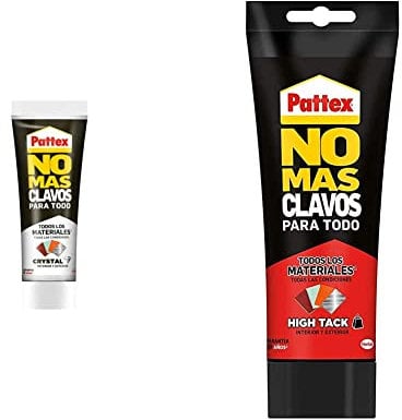 Pattex No Más Clavos Para Todo Crystal, adhesivo de montaje resistente a temperaturas extremas + adhesivo de montaje resistente a temperaturas extremas