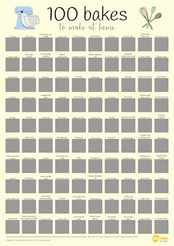 Crumbs by Collette 100 Bakes Scratch Off Poster - a Bucket List for Home Bakers - A3 (297 x 420 mm)