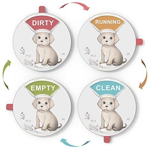 Chefkoch-Hund Geschirrspüler Magnet Clean Dirty Zeichen, Clean Dirty Running Empty Schild für Geschirrspüler, Spülmaschinenmagnet Sauber Schmutzig Zeichen Clean Dirty Sign mit doppelseitigem Kleber