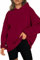 NEYOUQE Damen Pullover Herbst Einfarbig Loose Langarmshirt Damen Fleece Gefüttert Soft Casual Kapuzenpullover Damen Sweatshirt Rot M 40-42