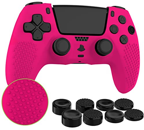 MyGadget Funda de Silicona Mando PS5 - con 8 Botones de Thumbsticks (2 Pares Altos | 2 Pares Bajos) - Carcasa para Playstation 5 Dualsense Wireless en Rosa