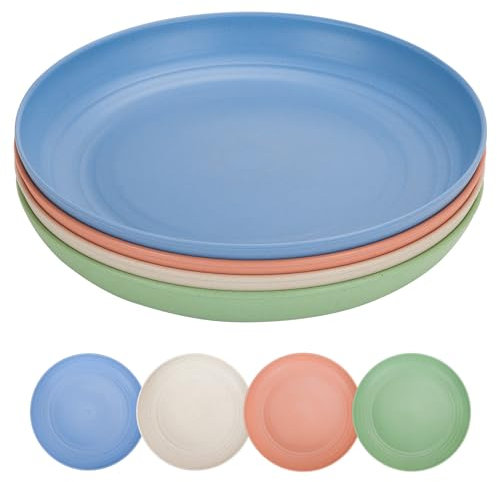 CSYY 25,4 cm großes Campingteller-Set, 4 Stück Kunststoff-Speiseteller für Salat, Pasta, Party, Zuhause, mikrowellen- und spülmaschinenfest