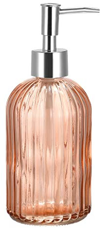 sourcing map Seifenspender – 383 ml Glasschale, Handseifenspender mit silberfarbener Pumpe für Küche, Bad, Orange