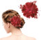 WLLHYF Pince à cheveux fleur plume femme (rouge)