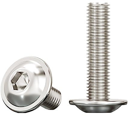 Drenky Vis à Tête Bombée avec Bride,M8x30mm Boulons à Six Pans Creux Acier Inoxydable A2 V2A Vis de Serrure pour Les Connexions Mécaniques,10 Pièces