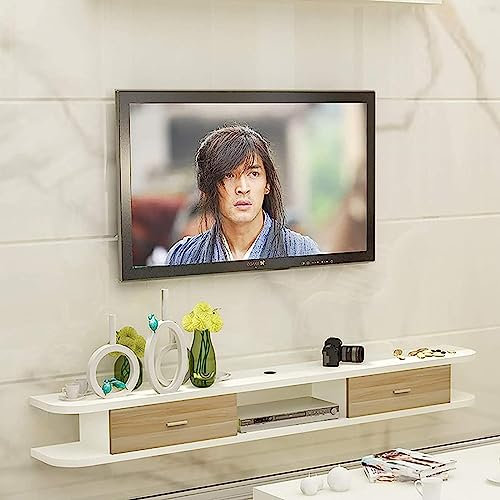 Meuble TV, Lowboard TV, Étagères Flottantes, Console Média TV Murale, 100/120/140/160Cm, Étagères Décodeur TV en Bois Flottant, Économise De l'espace Au Sol Et Facile À Nettoyer./120Cm C/C