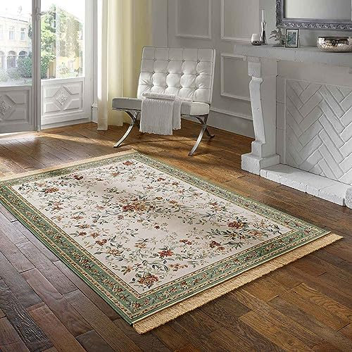 Taracarpet Teppich Palazzo Royal Antique Roses Bordüre grün 160x230 cm Kurzflor Orientteppich für Wohnzimmer Esszimmer und Schlafzimmer