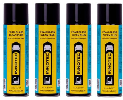 4 Stück Innotec Foam Glass Clean Plus - Lebensmitteltauglicher Glasreiniger - Schlierenfrei, hinterlässt keinerlei Rückstände