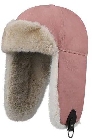 Clakllie Fliegermütze Pilotenmütze Herren Damen Winter Thermal Trapper Hüte Russen Bomber Mütze Fellmütze Trappermütze Pelzmütze Wintermütze Frauen Leder Ushanka Russland Hut Ohrenklappe Schneekappen