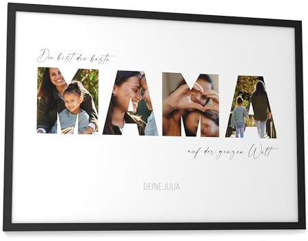 Papierschmiede® Geschenk für Mama Bild in A3 im Bilderrahmen - personalisierte Foto Geschenkidee für Weihnachten, personalisiertes Geschenk für Mama zum Muttertag - Beste Mama Geburtstag
