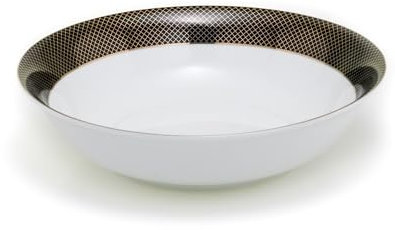 Insalatiera In Porcellana 23 Cm, Colore Bianco/Nero/Oro, Design Moderno, Resistente E Lavabile In Lavastoviglie