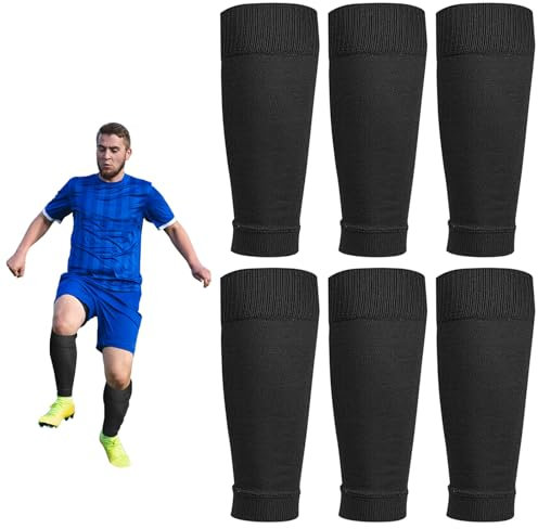 XNIVUIS 3 Paar Fußball Stutzen, Socken, Sleeve Tubes, Schienbeinschonerhalter - Innerhalb von 43cm Wadenumfang, Unisex, Einheitsgröße (Schwarz)