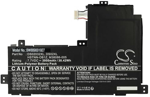 vhbw batteria compatibile con HP Chromebook X2 11-DA0097NR, 11-DA0023DX notebook (3950mAh, 7,7V, Li-Poly)