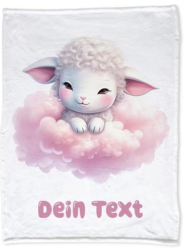 GRAZDesign Personalisierte Babydecke mit Namen Schaf auf Wolke Super flauschig, Baby Kuscheldecke zur Geburt, Geburtstag, Weihnachten 100x75cm - Fleecedecke