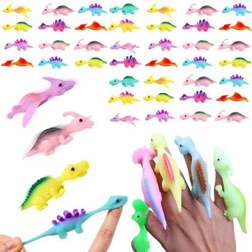 Lonimia Schleuder Dinosaurier Finger Spielzeug,40Pcs Schleuder Dinosaurier Spielzeug,Lustige Fliegende Dinosaurier Schleuder Spielzeug,Neuartiges Stressabbau-Spielzeug,Schöne Geschenke für Kinder